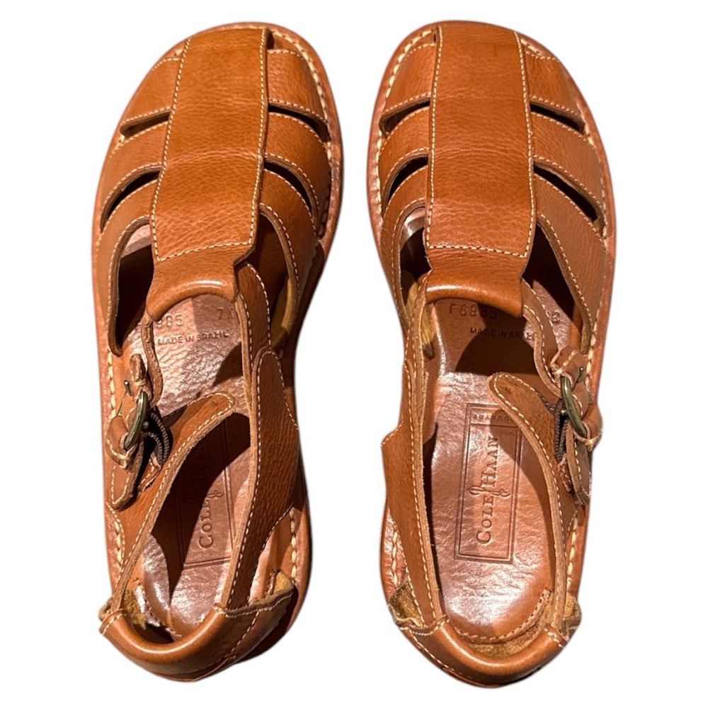 Vintage Cole Haan Trek Fisherman Sandal scotch brown 7.5 Unworn F6985 Brazil - Picture 3 of 7